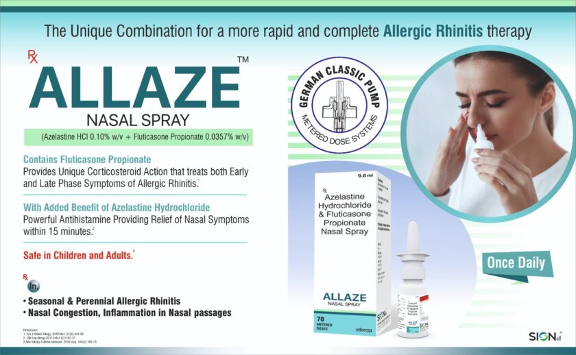 ALLAZE Azelastine HCL 0.10 + Fluticasone Propionate 0.035%