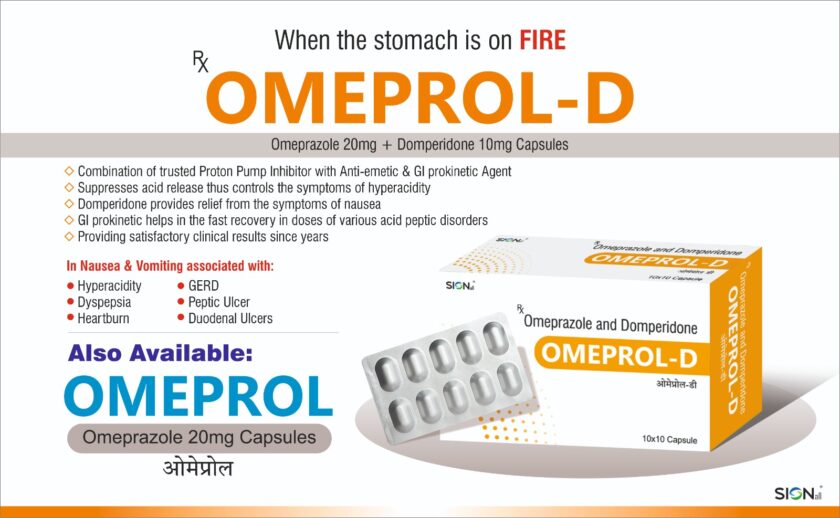 OMEPROL-D Omeprazole 20mg + Domperidone 10mg Capsules