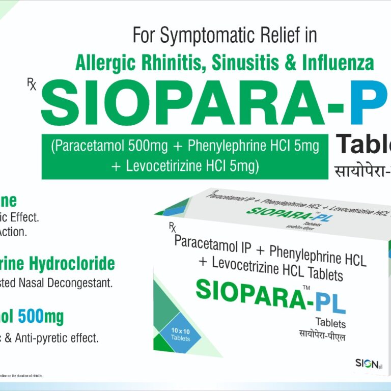 #SIOPARA-PL #SIONALL Paracetamol 500mg + Phenylehrine HCL + Levocetrizine 5mg